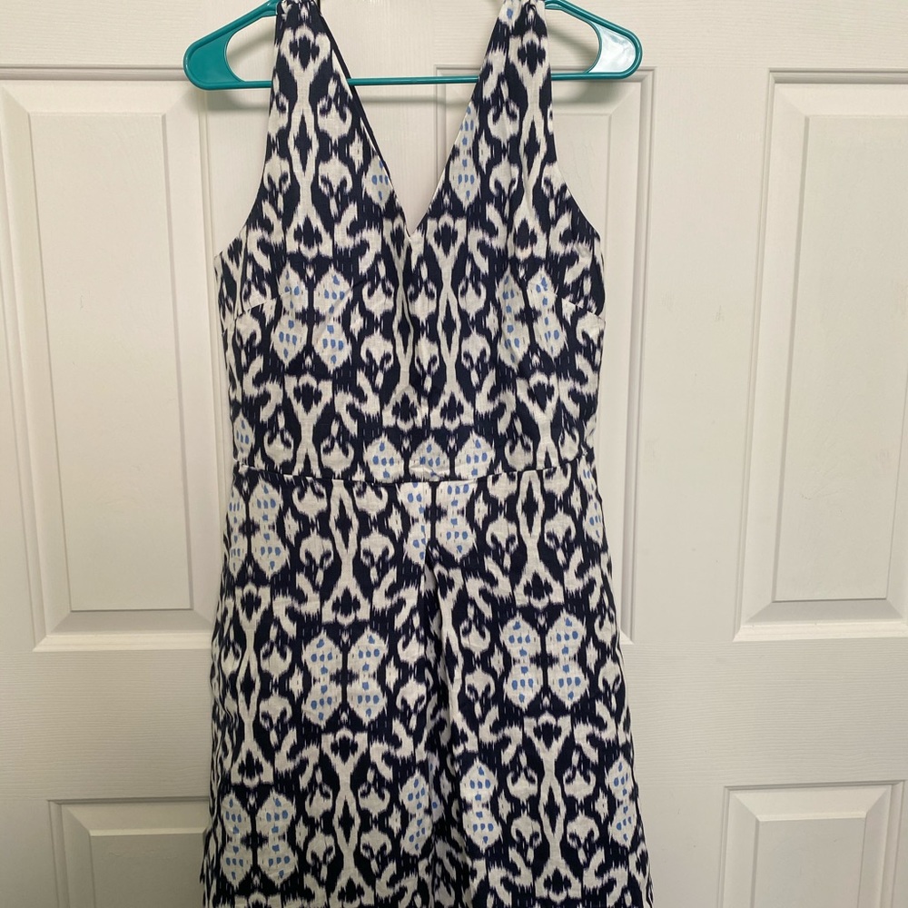 GAP linen navy patterned dress